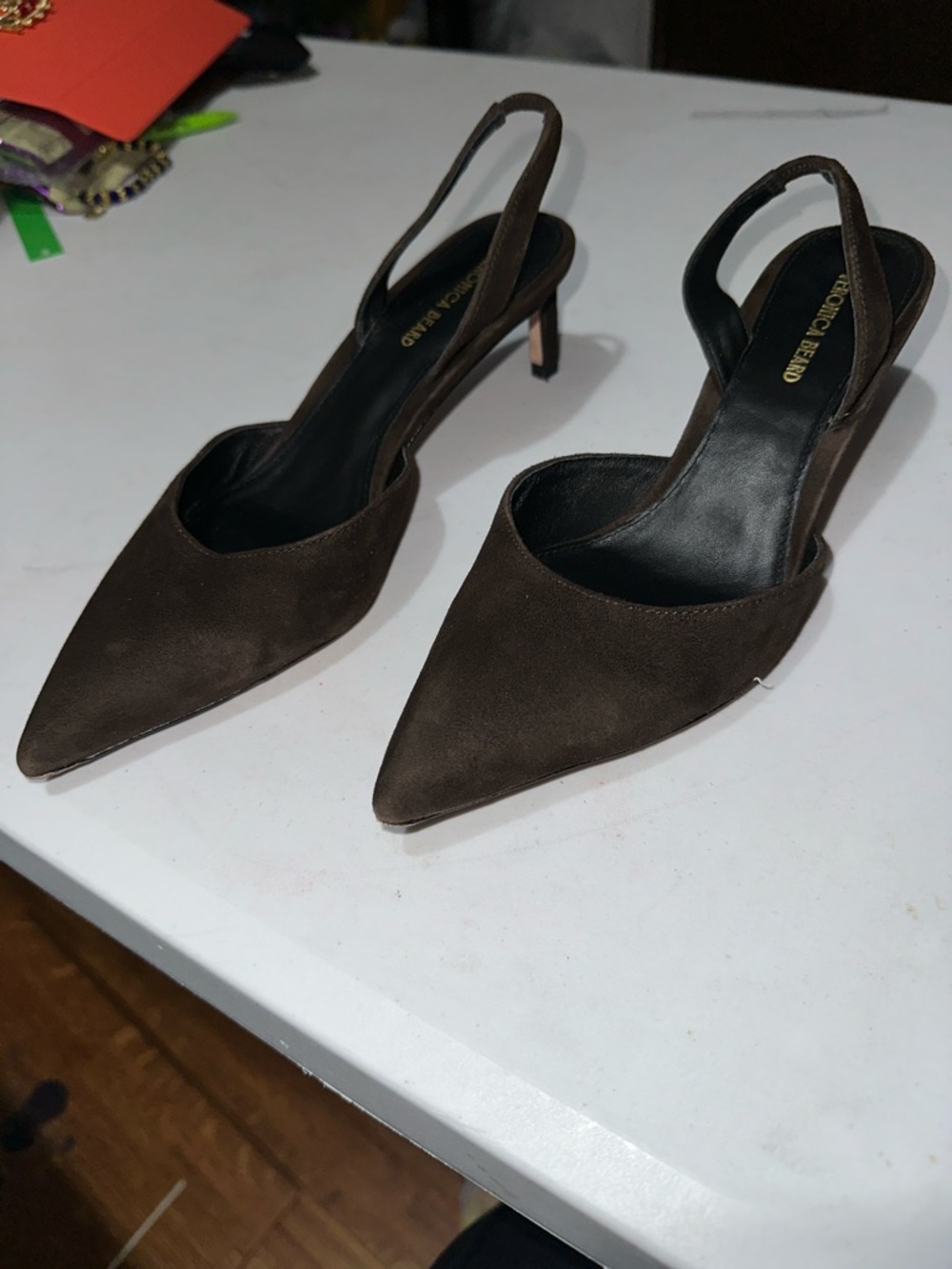 Veronica Beard Brown Pointed-Toe Slingback Pumps